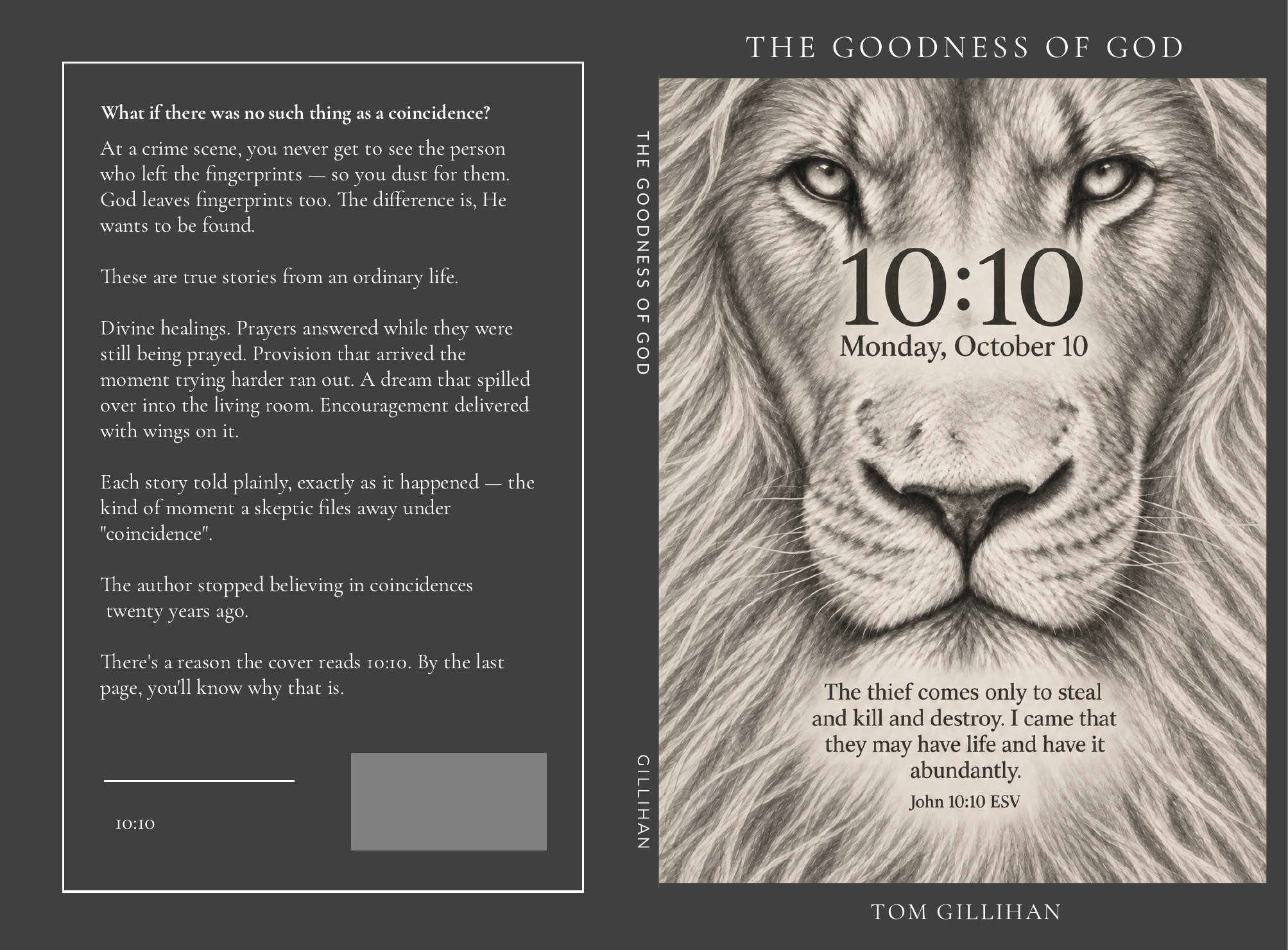 The Goodness of God by Tom Gillihan: the lion and 10:10 cover.